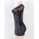 One Sleeve Black Mesh Leather Bodycon Dresses