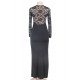 Plus size Sexy Black Lace Trim party gown