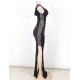 Plus Size Ruffled Sequin Lace Trim Black Maxi Dress