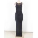 Plus Size Ruffled Sequin Lace Trim Black Maxi Dress