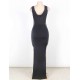 Plus Size Ruffled Sequin Lace Trim Black Maxi Dress