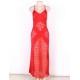 Red Lace Cross Open Back Long Dress