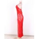 Red Lace Cross Open Back Long Dress