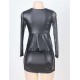 Mesh Inset Peplum Top and Skirt