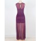 Short Dress Sleeveless with Floor Length Sheer Overlay