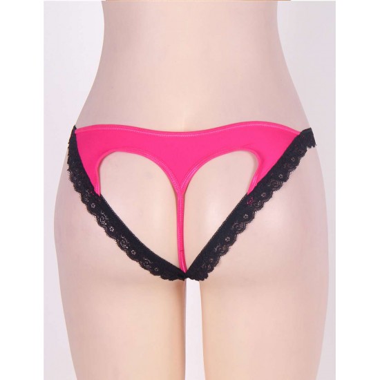 Heartbreaker Lace Trimmed Open Back Pink Panty