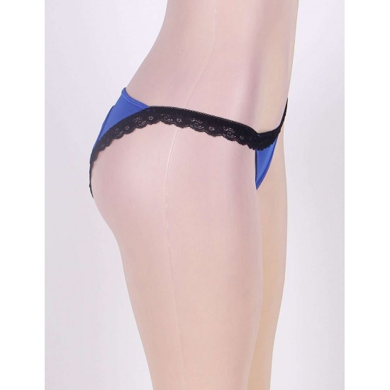 Blue Heartbreaker Open Back Lace Trimmed Panty