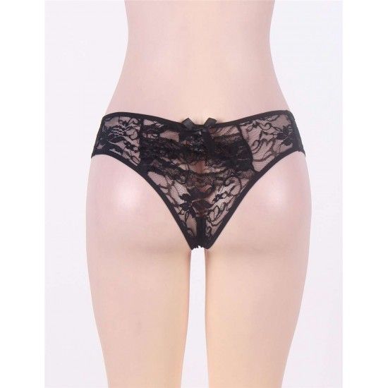 Open Crotch Black Lace Panty