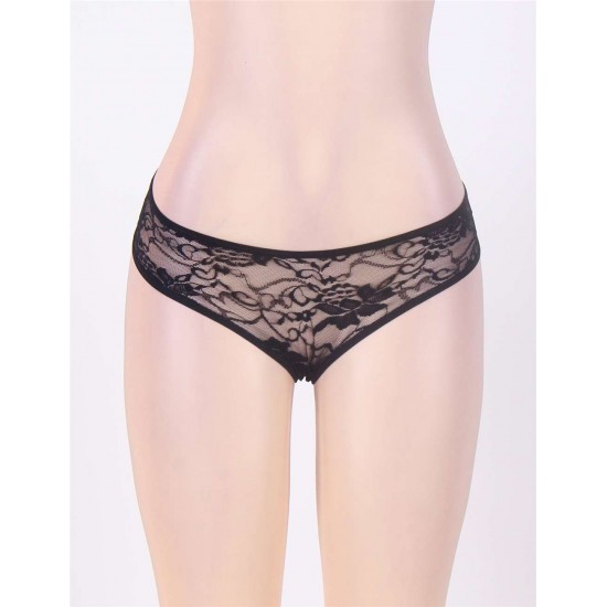 Open Crotch Black Lace Panty