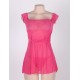 Pink Plus Size Mini Babydoll Dress With Narrow Sleeve