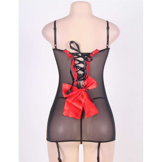 Red Front Plus Size Black Croch Back Lingerie