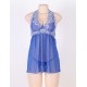 Blue Floral Halter Plus Size Babydoll