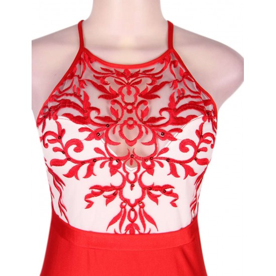 Plus Size Trendy Red Embroidery Gorgeous Dress