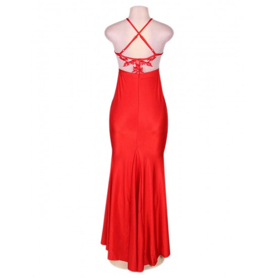 Plus Size Trendy Red Embroidery Gorgeous Dress