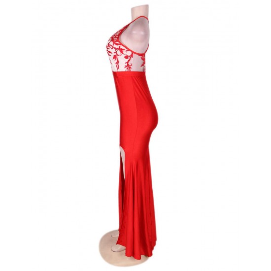 Trendy Red Embroidery Gorgeous Dress