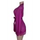 Plus Size Purple Lace Trim Robe With Thong