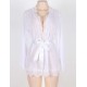 White Plus Size Lace Trim Robe With Thong