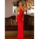 Red Erotic Mermaid Backless Formal Dress