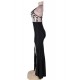 Plus Size Black Embroidery Halter Evening Gown