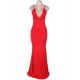 Red Erotic Mermaid Backless Formal Dress