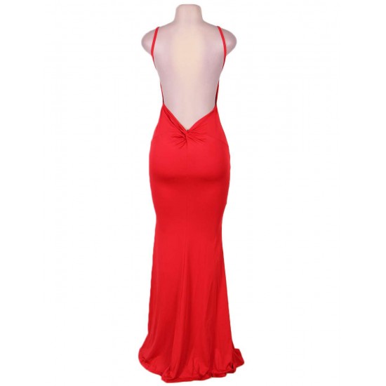 Red Erotic Mermaid Backless Formal Dress