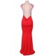 Red Erotic Mermaid Backless Formal Dress