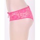 Pink Plus Size Floral Lace Strappy Open Crotch Panty