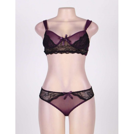 Naughty Purple Cute Boudoir Bra Set