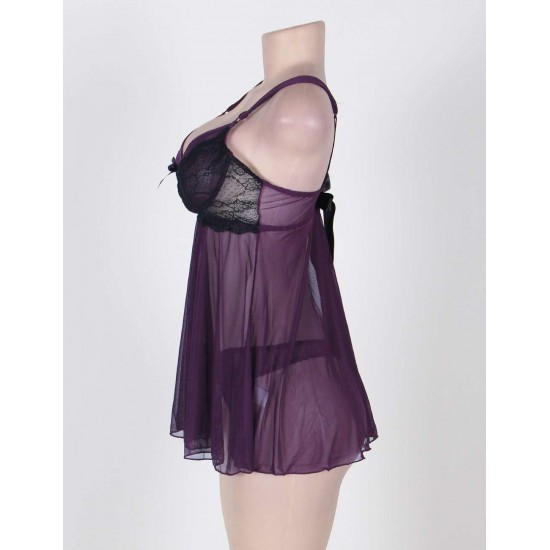 Plus Size Appealing Purple Mini Dress With Straps