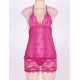 Rosy Plus Size Croch Back Lace Mesh Halter Babydoll