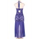 Plus Size Blue Halter Lace And Mesh Babydoll Dress