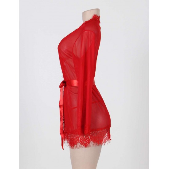 Plus Size Charming Red Robe With Panty