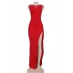 Plus Size Elegant Red Side Lace Detail Ruched Dress