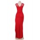 Plus Size Elegant Red Side Lace Detail Ruched Dress