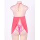 Pink Open Cup Satin Bows Babydoll 