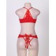 Red Strappy Lace Bra and Panty Set