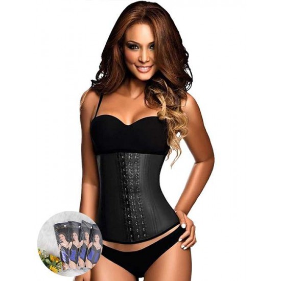 Plus Size 9 Steel Bones Black Latex Corset