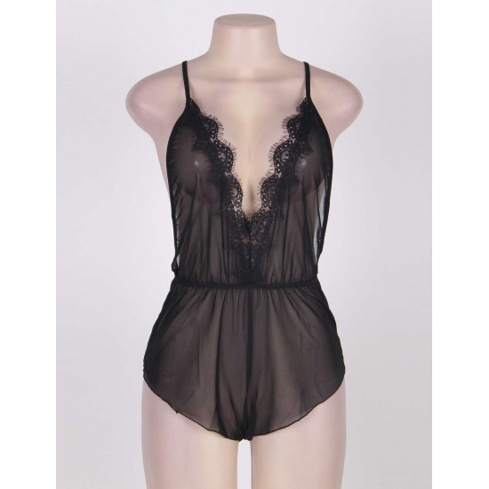 After Dark V-neck Chiffon Teddy