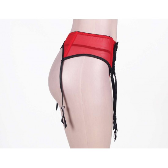 Plus Size Red Lace Garter Panty