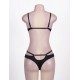 Black Eyelash Lace Girdle Bra Set