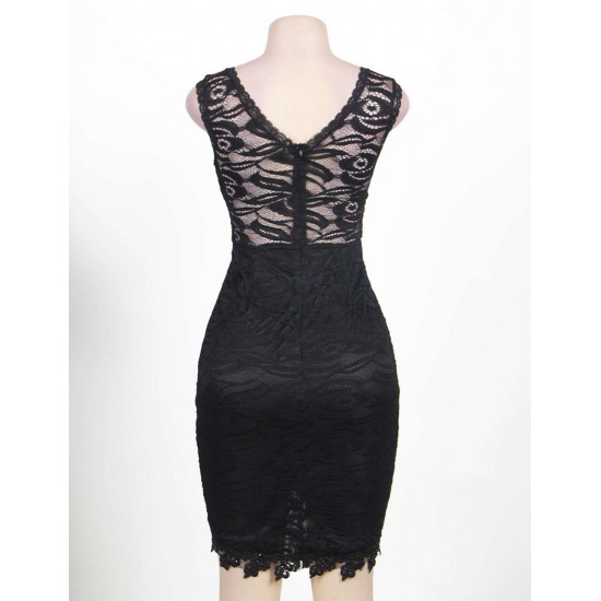 Bustier Bodycon Mini Black Lace Dress