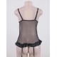 Black Sheer Mesh Lace Teddy Lingerie