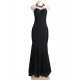 Plus Size Black Transparent Gauze Evening Dress