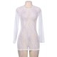 White Long Sleeve Floral Lace Chemise