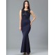 Dark Blue Ruffle Open Back Maxi Dress