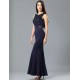 Dark Blue Ruffle Open Back Maxi Dress