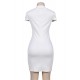 White Gold Studded Short Sleeves Dress