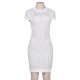 White Gold Studded Short Sleeves Dress