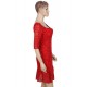 Plus Size Red Short Sleeve Round Neck Lace Bodycon Dress