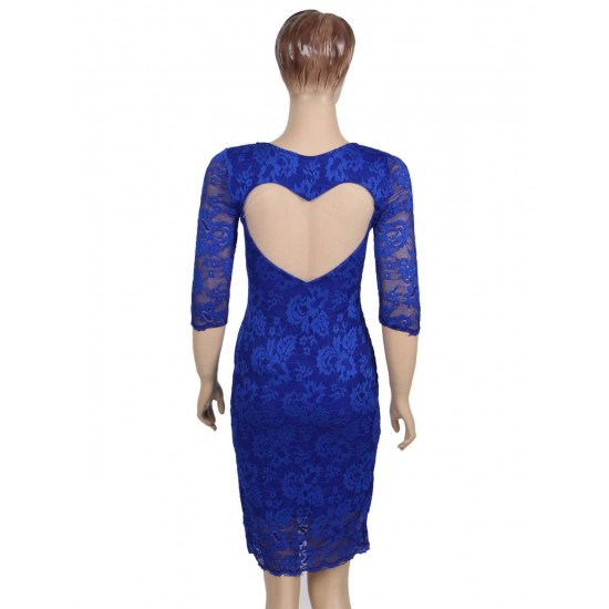 Plus Size  Sweet Heart Sexy Blue Slim Fashion Dress